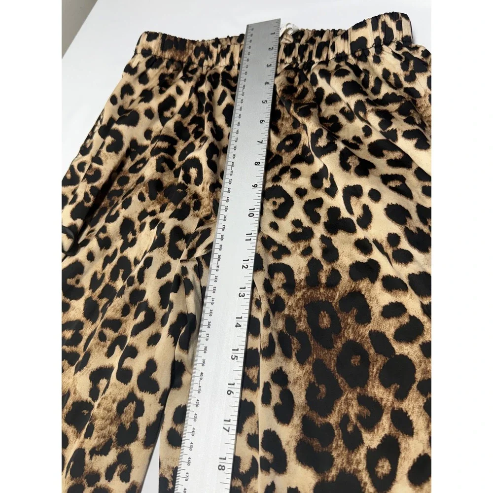 Wishlist Leopard Print Side Tie Jogger Pants Women Small Brown Black Relaxed Fit